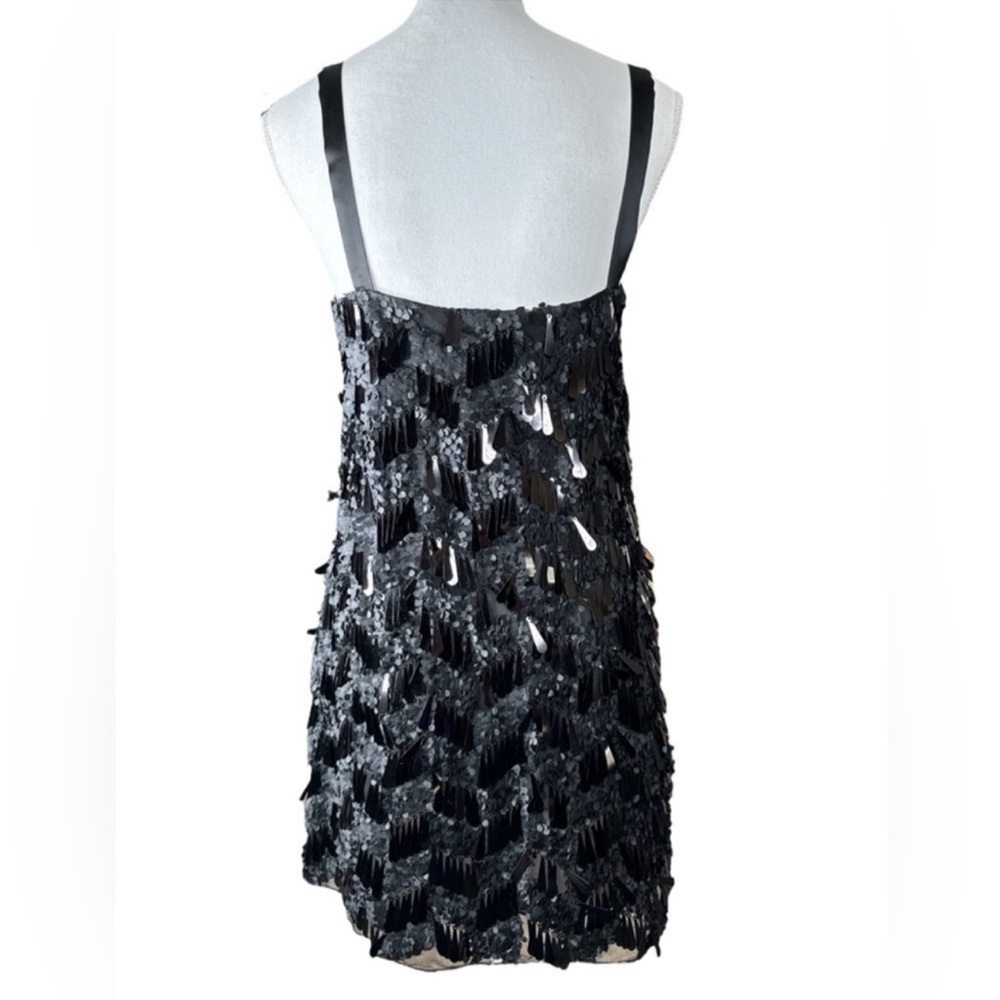 ZARA Black Sequin Bead Pallete Mini Dress, Satin Straps, Size M. - Picture 6 of 11